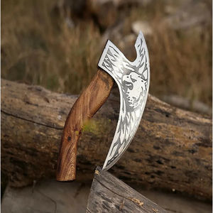 Hache à pizza Burraq artisanale en acier au carbone, manche en bois de rose, étui en cuir, DIY, industrielle, 11 pouces, pour l'extérieur, cadeau pour la fête des pères - Product Image 4