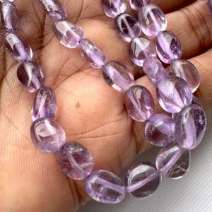 Perles de pierres précieuses en améthyste violette naturelle, lisses, ovales, pour la fabrication de bijoux, pierres en vrac de haute qualité - Product Image 6
