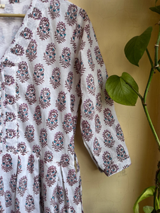 เดรสยาวพิมพ์ลายด้วยมือสไตล์อินเดีย ผ้าฝ้ายลำลอง ปักลายดอกไม้ คอวี แขนยาว สำหรับผู้หญิง - Product Image 3