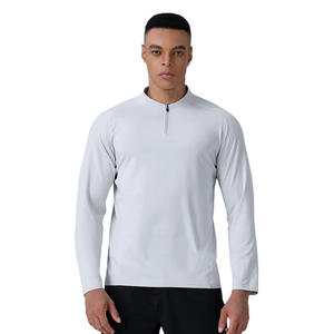 Maillot de sport pour homme, orange, manches longues, col montant, fermeture éclair, performance, évacuation de l'humidité, ajusté, toutes saisons, maillot d'échauffement - Product Image 2