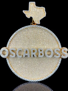 Colgante Oscarboss con Mapa de Texas, Chapado en Oro de 18K, con Moissanita, Joyería de Lujo con Temática Hip Hop, Colgante Circular Personalizado con Letra - Product Image 3