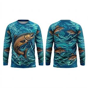 Vente en gros de maillots de pêche personnalisés 100% polyester respirant, de haute qualité, sublimés, à manches longues, avec protection UV - Product Image 5