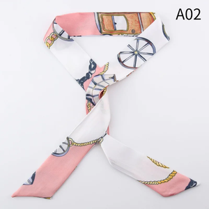 Écharpe élégante 4*90cm : Écharpe longue en soie polyvalente pour cheveux, sac, nœud papillon, bandeau et accessoires de mode - Product Image 6