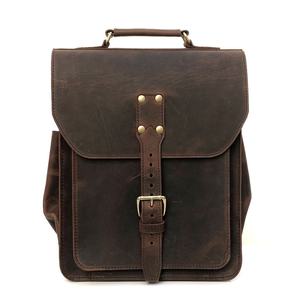 Brown Genuine Leather Vintage Softback <b>Waterproof</b> <b>Backpack</b> Unisex Detachable Strap Zipper Closure Travel 20-35L - Product Image 3