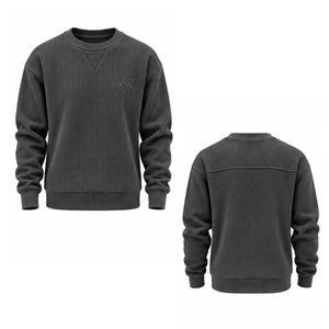 Sweat-shirt unisexe à manches longues en tricot gaufré, fournisseur de vêtements personnalisés - Product Image 4