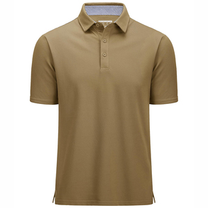 Polo piqué à manches courtes pour homme, couleur unie, tricoté extensible, coupe classique, respirant, confortable et léger - Product Image 1