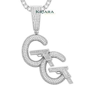 Colgante de Letra G con Diamante Cultivado en Laboratorio, Chapado en Rodio y Oro sobre Plata 925, Joyería Hip Hop para Hombre, Corte Redondo, Regalo - Product Image 2