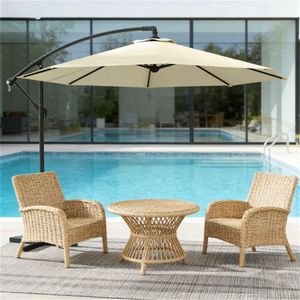 Ombrellone da Terrazzo Beige con Base per Uso Esterno e Cortile - Ombrelloni e Basi per Patio - Product Image 1