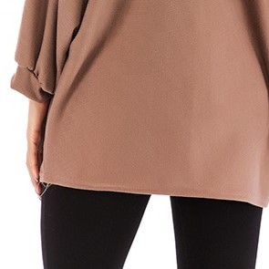 Camiseta de punto de manga larga con hombros descubiertos para mujer, talla grande, color liso, ajuste holgado, transpirable, cuello redondo, para todas las estaciones, al por mayor - Product Image 5