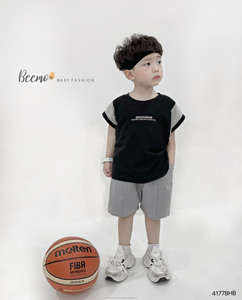 Ensemble de vêtements pour garçons en bas âge, t-shirts et shorts décontractés en coton pour l'été, style sportif, basket-ball, vente chaude - Product Image 2