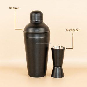 Ensemble de shaker à cocktails professionnel noir 750 ml en acier inoxydable, kit de bar 4 pièces avec doseur, cuillère et passoire pour barman - Product Image 6