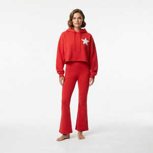 Manufacture Women Wholesale High Quality Tracksuit Custom Cropped Hoodie Full Sleeves Drop Shoulder With Joggers - Product Image 1