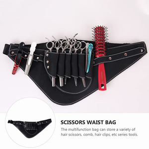Sacs de ceinture unisexes en cuir PU de haute qualité avec fermeture à bouton pour coiffeurs, 16,7*7,0 pouces, couleur noire, étuis de salon - Product Image 2
