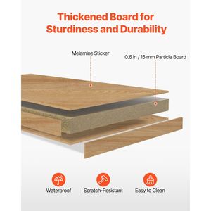 Organisateur de bureau en bois à 1 niveau, 37 po x 9,4 po x 28,7 po, étagère de rangement et de présentation, support de rangement de bureau et organisateur de tiroirs - Product Image 4