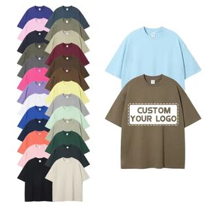 OEM/ODM logotipo personalizado impreso 100% algodón verano Casual Camiseta de punto para hombres y mujeres de gran tamaño de talla grande peso pesado - Product Image 1