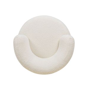 Poltrona Girevole Fuji 360 a Schienale Basso in Bouclé Bianco Avorio per Soggiorno - Product Image 3