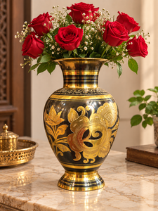 Handcrafted Brass <b>Decorative</b> <b>Vase</b> with Antique Floral Engraving Ornate Metal Flower <b>Vase</b> for Luxury Home Tabletop Interior Decor - Product Image 6