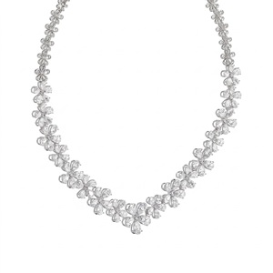 Collier Flora Symphony en diamants de culture, argent sterling 9KT, 10KT, 14KT, 18KT, collier de luxe avec diamants, cadeau pour femme - Product Image 1