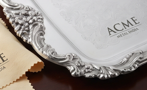 Elegant Polished Serving <b>Tray</b> Engraved Border Exquisite <b>Large</b> Food <b>Tray</b> for Kitchen Tea Coffee Service for Weddings Supplies - Product Image 3