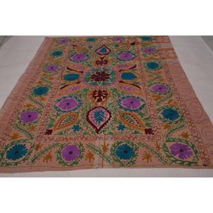 Vintage Kantha Suzani <b>Quilt</b> Handmade Eco-Friendly Cotton Floral Embroidered All-Season Bedspread Boho Indian <b>Throw</b> Blanket - Product Image 2