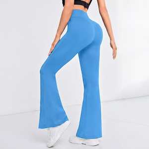 Whiteaura International Custom Mid Waist Loose Fit Fleece <b>Flare</b> Yoga Pants Breathable Stretchy Workout <b>Leggings</b> Patchwork - Product Image 1