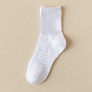 Chaussettes unisexes en laine/acrylique pour hommes, décontractées, de qualité, marron et blanc, couleur unie, côtelées, respirantes et absorbant la transpiration, vente en gros - Product Image 2