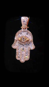 Iced Out Pendant Rose Gold Hip Hop <b>Diamond</b> <b>Simulated</b> Stone Lucky Charm Necklace Jewelry Gift - Product Image 2