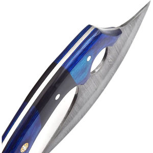 Burraq Custom Handmade Damascus Steel Full Tang Ullu Knife Wood Handle Ambidextrous Dishwasher Safe <b>Pizza</b> <b>Slicer</b> Leather Sheath - Product Image 4