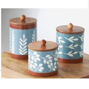 ภาชนะไม้คุณภาพดีสำหรับเก็บชา กาแฟ และน้ำตาล พร้อมฝาไม้ - Product Image 1