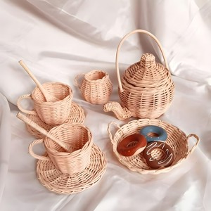 Combo rattan tea <b>set</b> superior quality natural kids educational toys kindergarten toy supplies - Product Image 6