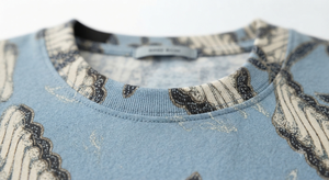 Camiseta de Manga Corta con Cuello Redondo y Bordado Floral en Azul Claro para Hombre, Estilo Urbano - Product Image 4