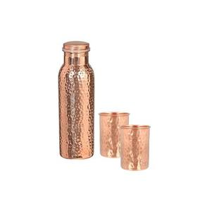 Bouteille d'eau en cuivre très vendue avec bouteille en verre pour la consommation quotidienne, bienfaits ayurvédiques pour la santé, durable et élégante - Product Image 1