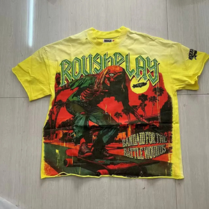 เสื้อยืดแขนสั้นสีเหลืองประดับเพชรเทียม แบรนด์แฟชั่นคุณภาพสูง ขายส่ง - Product Image 1