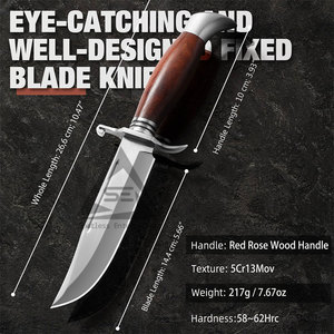 Couteaux Bowie en acier inoxydable avec manche en bois, logo et taille personnalisés, fabrication OEM, légers, de haute qualité, vente en gros - Product Image 4