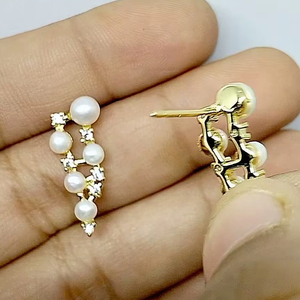 Luxury Freshwater Pearl Drop <b>Earrings</b> <b>Gold</b> Plated <b>Dangle</b> <b>Earrings</b> for Women Elegant Bridal Party Jewelry - Product Image 4