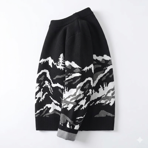 Suéter de Punto Antiarrugas para Hombre, de Algodón/Fibra de Bambú, con Diseño de Letras en Relieve, Cuello Redondo, Estilo Medio Pullover - Product Image 3