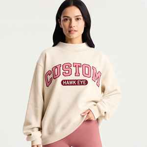Premium Baggy Mockneck Embroidered Pullover <b>Jumper</b> Women Plus Size Bulk Fleece Cotton Comfort Oversized Mock Neck Sweatshirt - Product Image 1