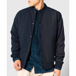 Chaqueta Bomber de Poliéster de Color Sólido para Hombre, Cuello Alto, Manga Regular, Ropa Exterior Informal de Otoño - Product Image 3