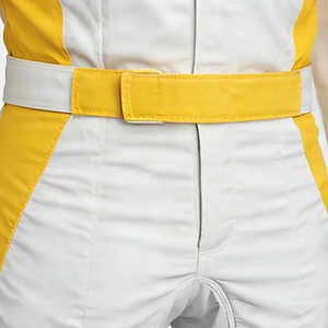 Combinaison de course homme à manches longues blanc-jaune, ignifuge, en polyester, pour moto et automobile, toutes saisons, taille adulte - Product Image 4