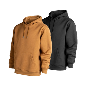 Sweat à capuche personnalisé de qualité supérieure, 100% coton molletonné, coupe classique, poche kangourou, cordons de serrage à embouts métalliques, marron, décontracté - Product Image 3