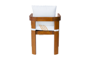 Contemporary Teak Outdoor <b>Armchair</b> With White Cushion Weather Resistant Garden Furniture - Product Image 6