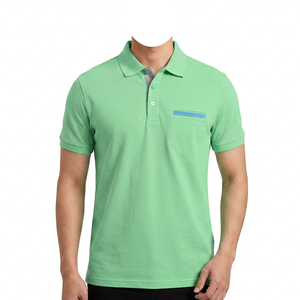 Chemise piqué blanche à manches courtes pour homme avec poche poitrine, rayures bleues, décontractée, respirante, tricotée 100% coton, avec logo frontal - Product Image 6