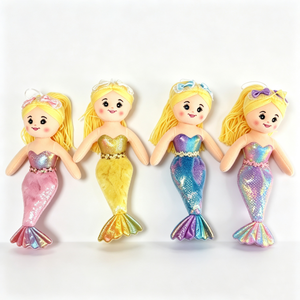 customized Mermaid plush <b>doll</b> set, shiny sequin tail mermaid stuffed toy, princess mermaid,blonde yarn hair mermaid rag <b>doll</b> - Product Image 5