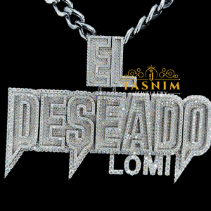 Colgante de letra Lomi El Deseado con diamante de moissanita Tasnim, estilo Hip Hop, con microincrustaciones, para hombre - Product Image 1