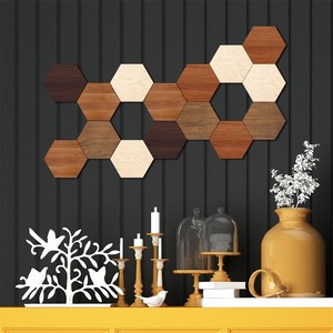 Arte de Pared Geométrico Hexagonal de Madera de Acacia |   Adornos de Pared de Madera Hechos a Mano al por Mayor - Product Image 5