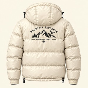 Men's Hooded Down Bomber Jacket <b>Lightweight</b> Padded Outerwear Zip Up Casual Winter <b>Coat</b> - Product Image 4