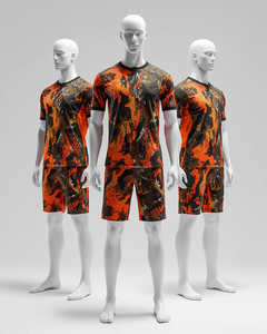 Conjunto de Camiseta y Pantalones Cortos para Hombre, Sublimación Personalizada, Diseño Abstracto de Animales, Camuflaje Neón, Manga Corta - Product Image 1