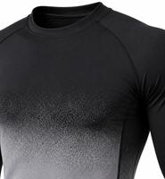 Rashguard à manches longues pour homme, col rond, couleur dégradée noire, séchage rapide, respirant, spandex, polyester, anti-UV, respectueux de l'environnement