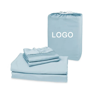 Parure de lit 4 pièces en microfibre 300 fils, unie, géométrique, douce, respirante, légère, durable, écologique, rafraîchissante, toutes saisons