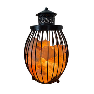 Himalayan Pink Salt Lamp Bowl with Metal Iron Basket Hand Carved Rock <b>Crystal</b> Night Light for Home and office Decor - Product Image 1